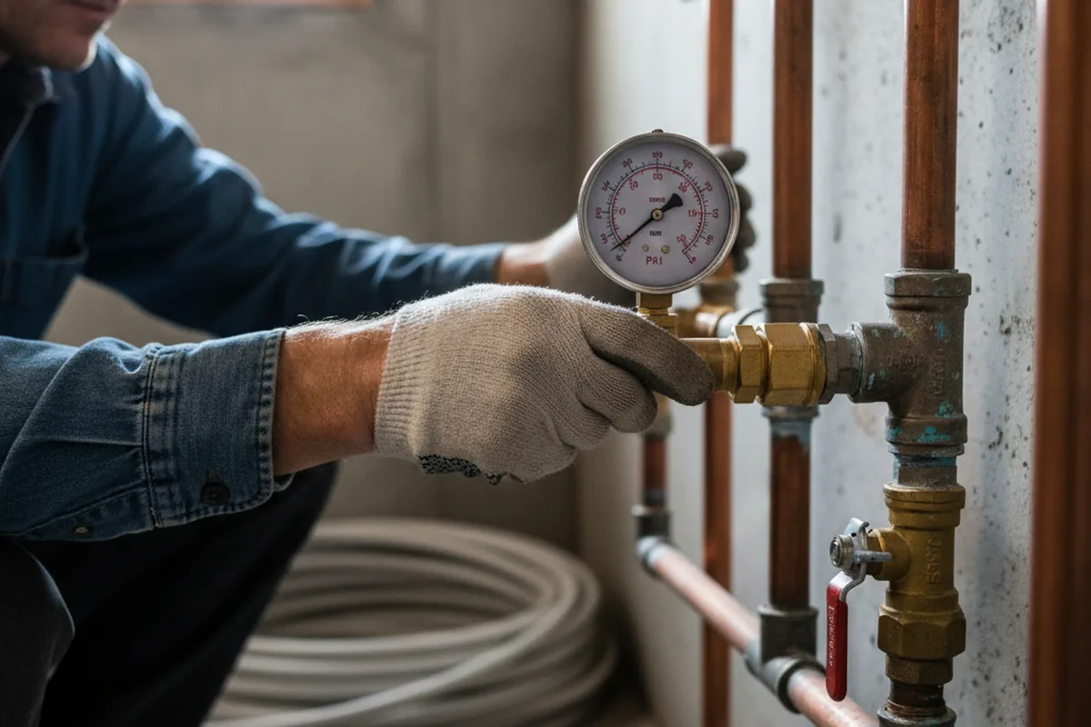 Pressure testing a repaired line during Water Line Repair in Genesee Depot